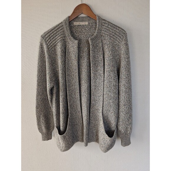 Simply Natural Alpaca Cardigan Size M Open Front Long Sweater Pockets Minimalist - Picture 9 of 12
